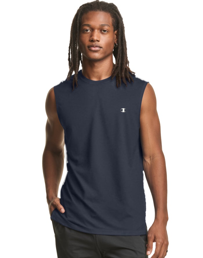 Champion Mens Tank Tops NZ - Double Dry® Navy ( 8325-POJGX )